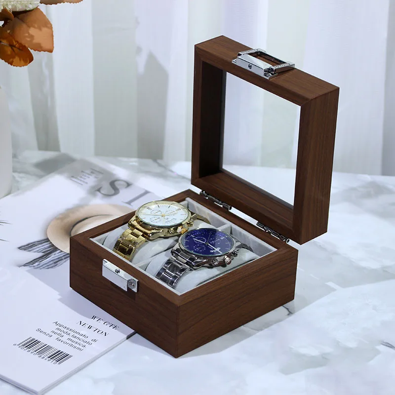 WELLZONE новый стиль бамбуковая деревянная коробка для китайских часов большой емкости классический футляр для хранения часов цвета орехового дерева