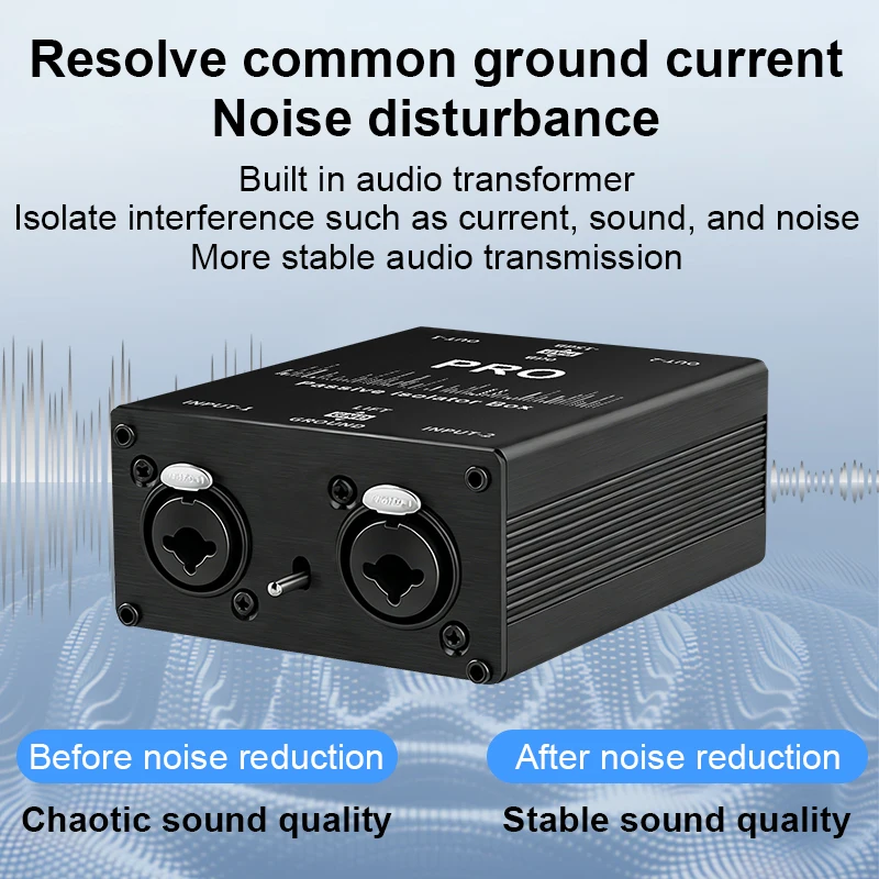 Professional Dual Channel Audio Noise Isolator for Live Mixer, Sound Card Filter Suppressor Signal Ground Loop Isolator