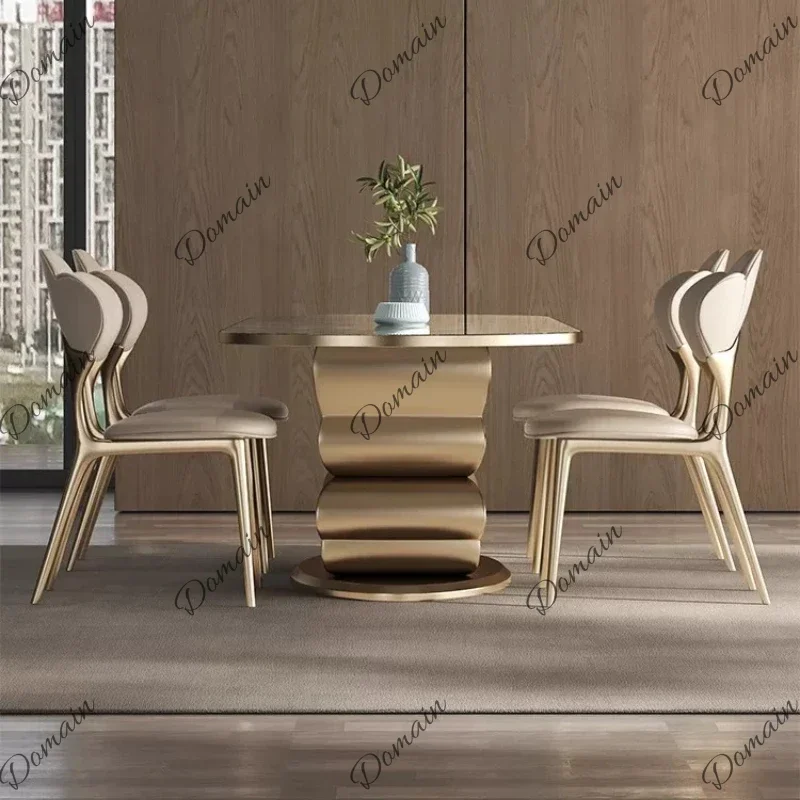 M Modern Luxury Dining Tables Pliante High-end Modern Simple Rectangular Rock Slab Dining Table Kitchen 4 6 Chairs Room Furnitur