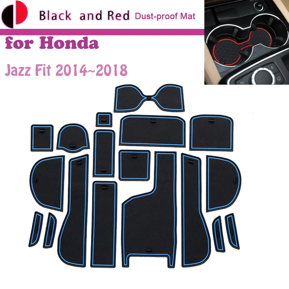 

Rubber Door Groove Mat For Honda Jazz Fit 2014~2018 2015 2016 2017 Cushion Gate Storage Slot Coaster Dust-proof Car Sticke Rug