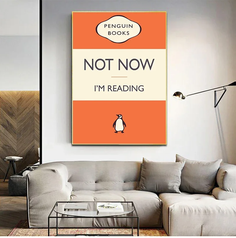 1pc frameless Canvas painting Book Lover Gift Not Now I'm Reading Canvas Painting Wall Pictures Reading Quotes Art Prints Humour
