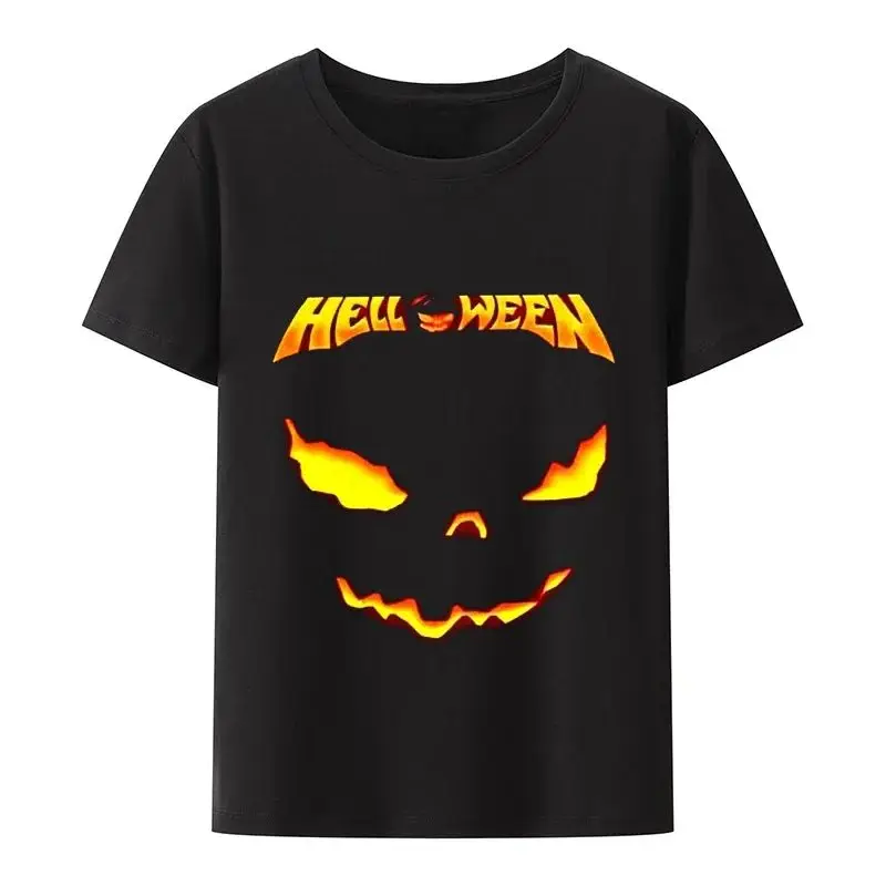 2024  New Cool HELLOWEEN'S Anime T Thirt Vintage Helloween Concert Rock Band Black T-shirt Pumpkins Tshirt Loose Clothes