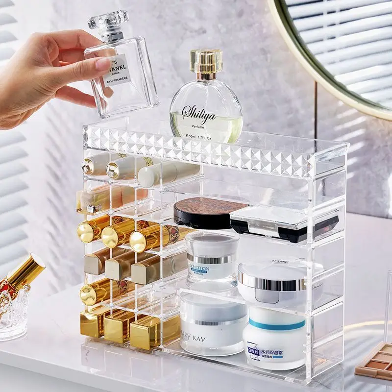 

Lipstick Eye Shadow Cabinet Storage Box Acrylic Vertical Layered Makeup Perfume Dressing Table Cosmetics Storage Rack Organizer