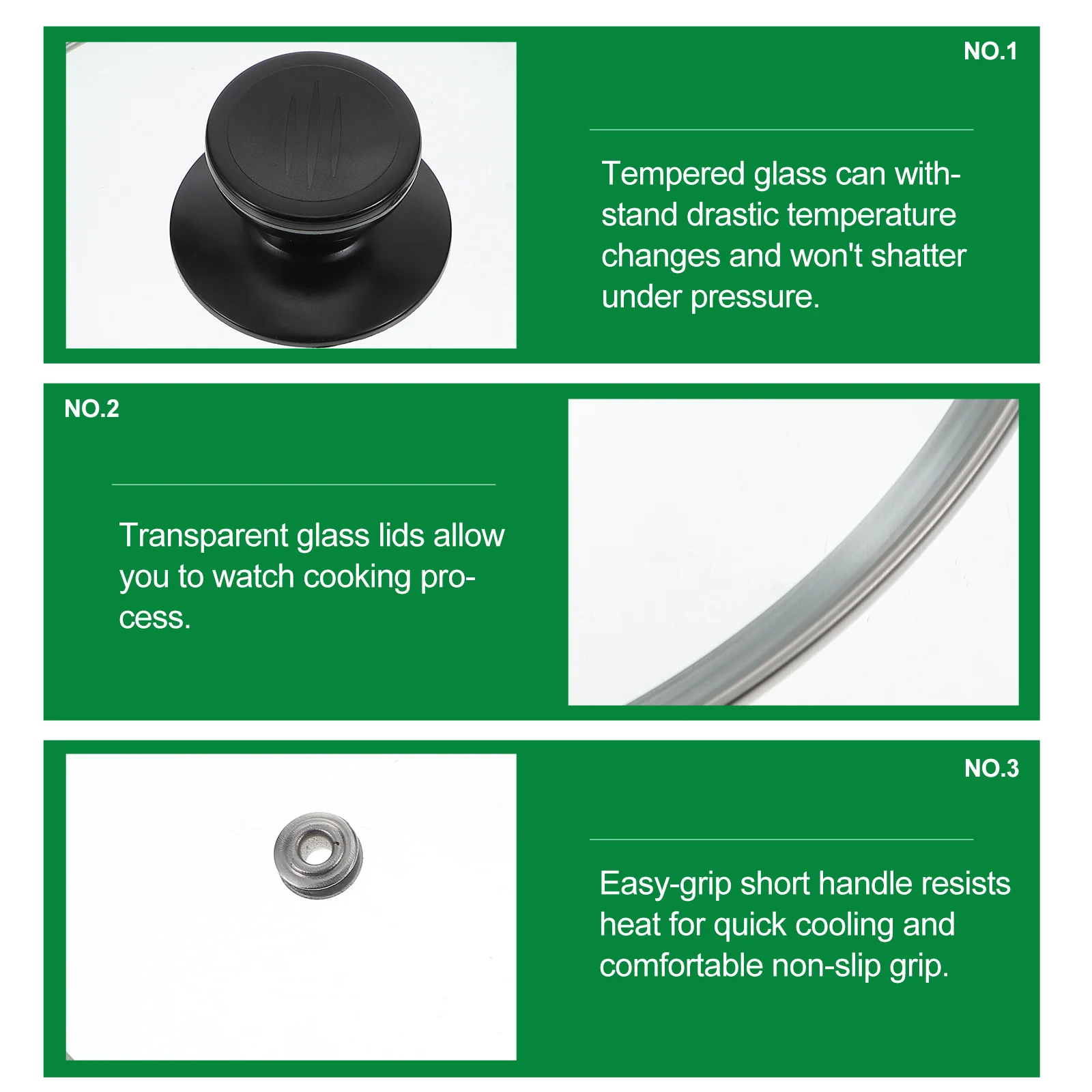 

1Pcs Visual Pot Cover Tempered Glass Transparent Lid with Heat Resistant Stainless Steel Rim for Anti Oil Splashing Kitchen