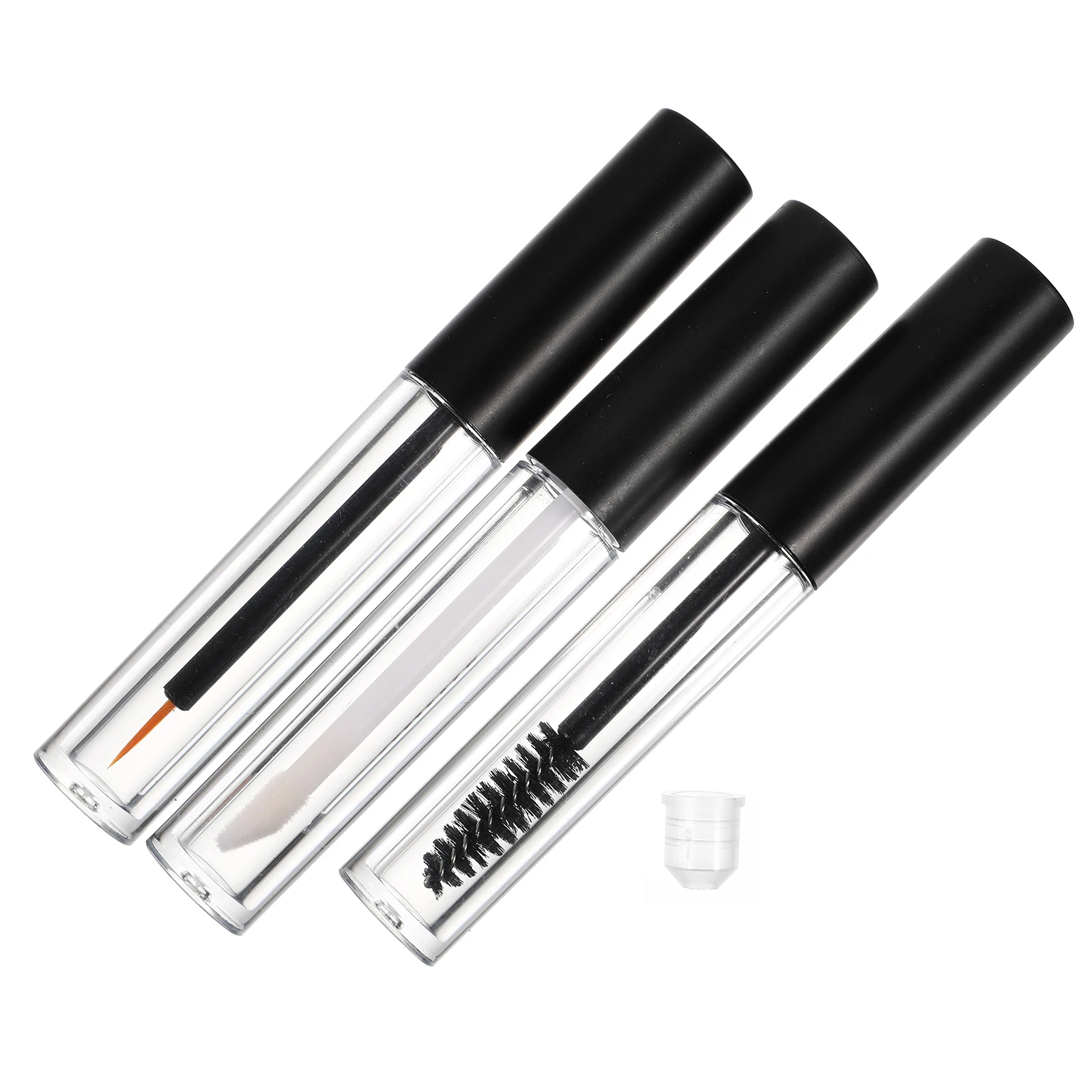 

6PCS Empty Mascara Bottles Lightweight Compact Premium Material Eyelash Serum Containers Plastic Makeup Tubes Black Cap