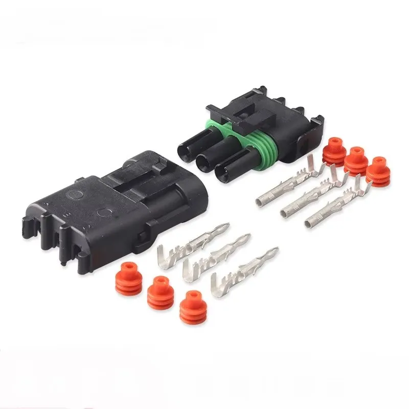 1-20sets kit 12020827 12020829 Weather Pack 3 Pin way male female Waterproof injector automotive connector