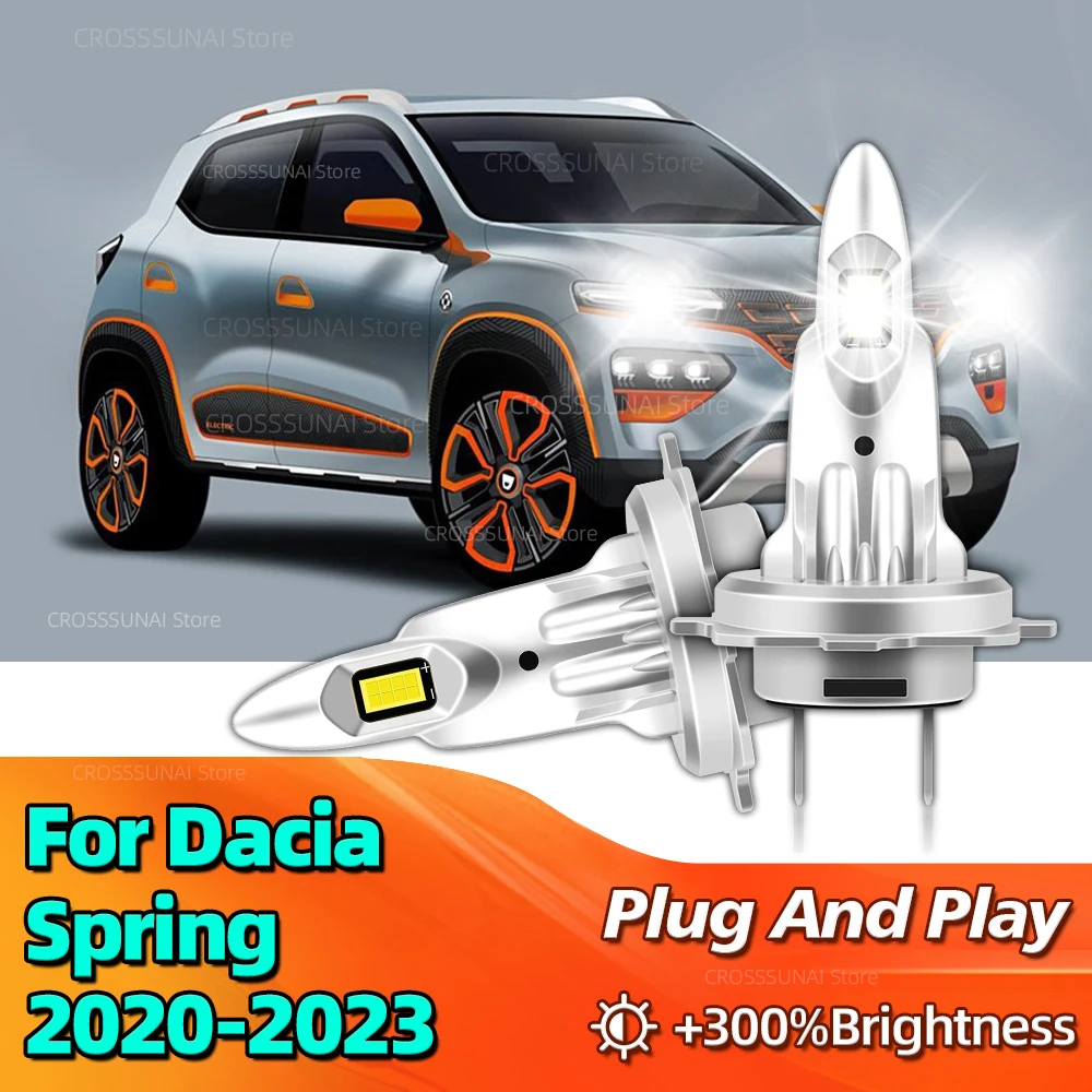 2Pcs 30000LM LED Headlight Canbus Car Lamp 6000K CSP For Dacia Spring 2020 2021 2022 2023 Plug and Play Auto Light Bulbs