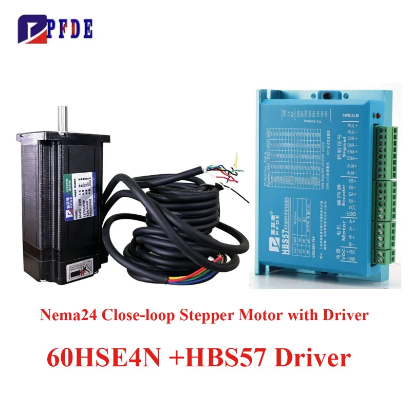 Nema24 4N.M 60HSE4N Closed Loop Stepper Motor hbs57 Hybrid Motor Driver 16-70V DC,for CNC Router Engrvaving Milling Machine