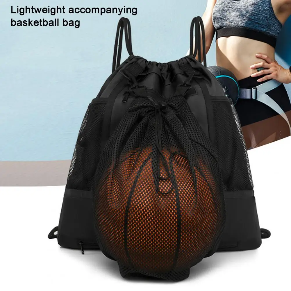 

Ball Carrying Sports Bag Waterproof Oxford Cloth Drawstring Sports Backpack with Detachable Mesh Basketball Bag for Volleyball