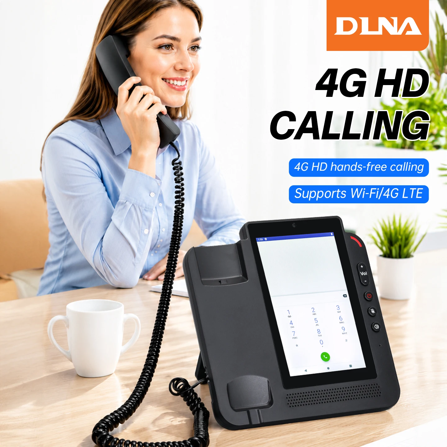 DLNA ZT8600 Touch Screen 4G LTE Android Fixed Wireless Phone with VoLTE WIFI BT and WIFI HOTSPOT Cordless Telephones