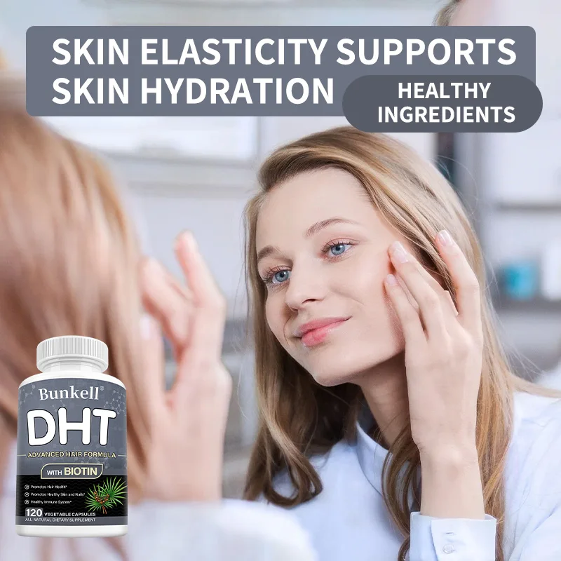 DHT Blocker Capsules - Saw Palmetto & Biotin, Anti-Hair Loss, Thickening Hair, Follicle Repair, Scalp Health Supplement