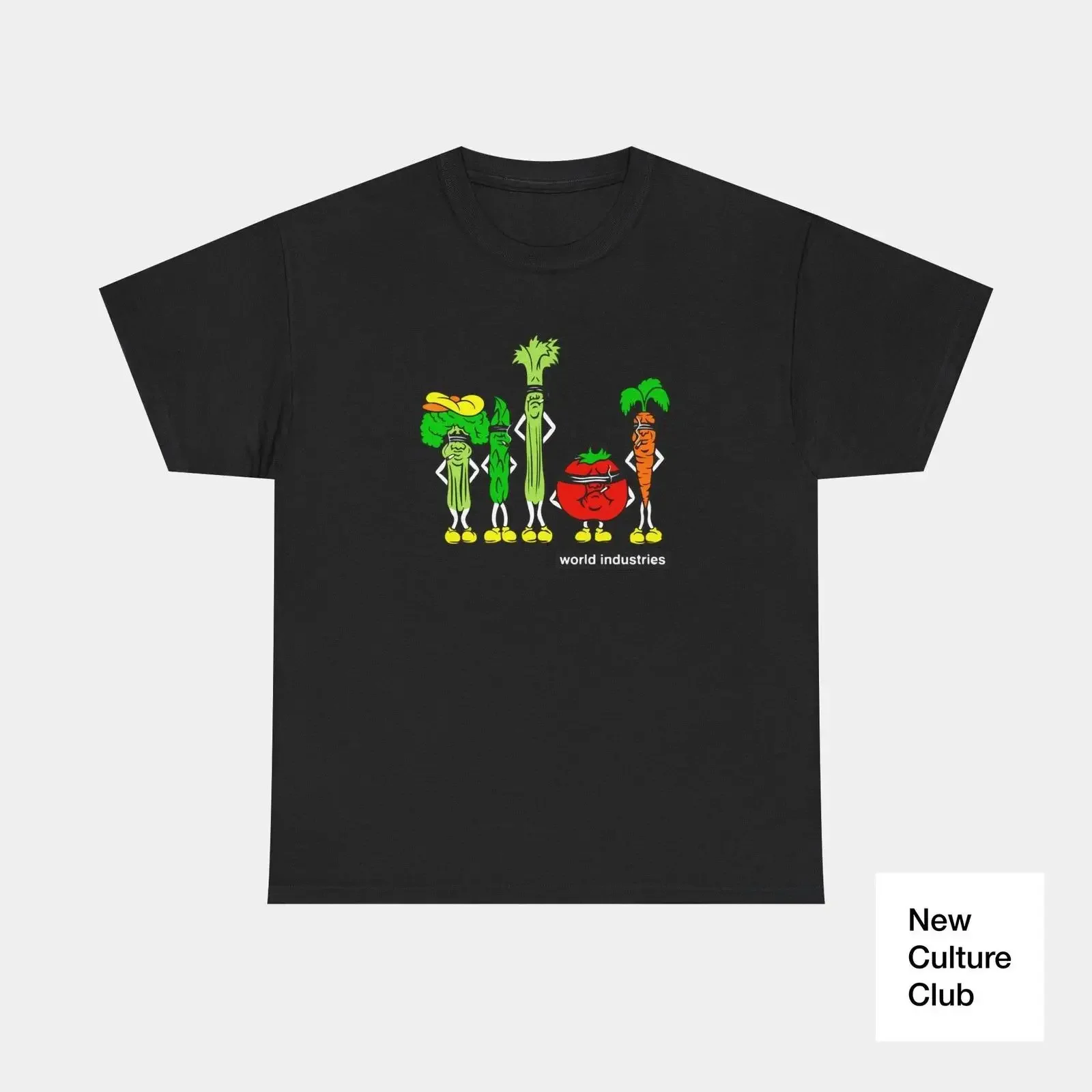 Jeremy Klein World Industries Skate Classic 90s Vegetables T Shirt Print vintage Washed Soft Casual fashion Stylish Breathable