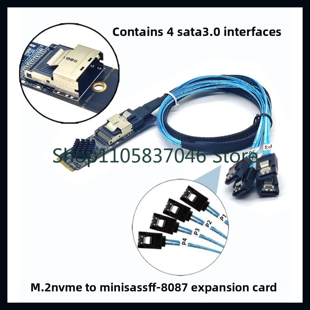 M. 2 NVME PCI-E to SFF-8087 MINI-SAS 36Pin 4-port hard drive adapter card ASM1064