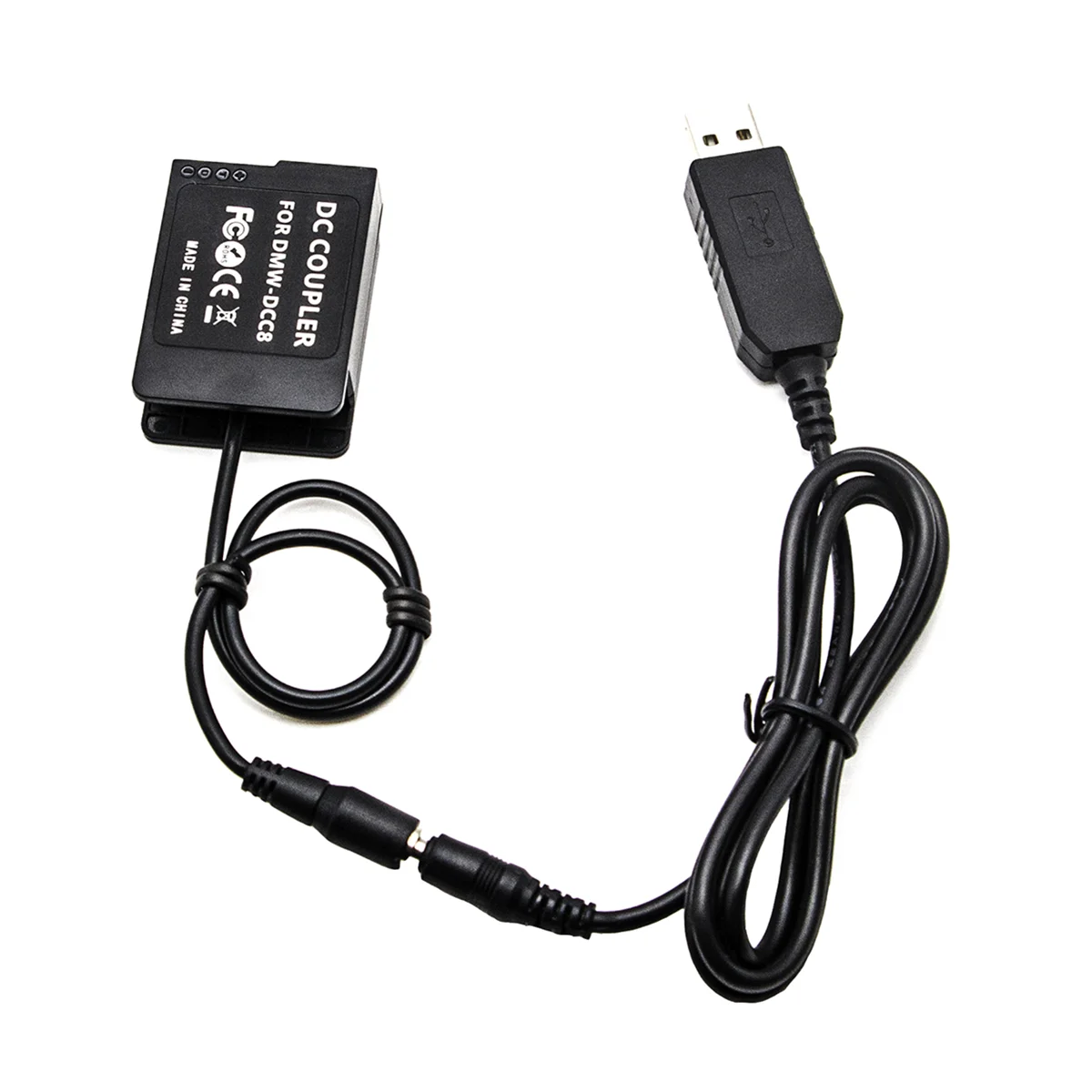 DMW-DCC8 Dummy Battery + USB Adapter Charging Cable for Panasonic Camera and Power Bank replace BLC12 BLC12E as AC8
