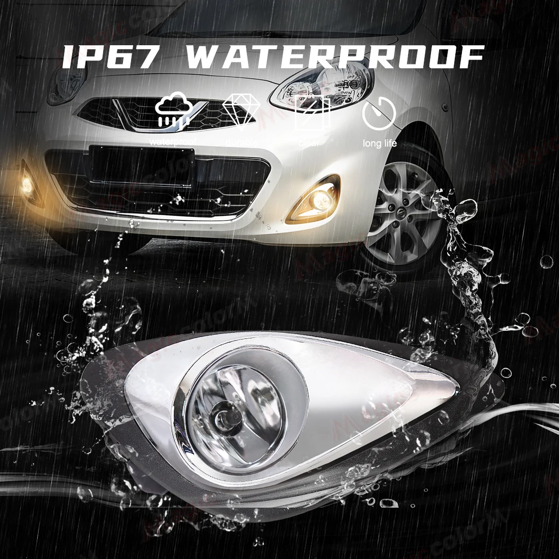 Led Fog Light For Nissan March Micra 2013 2014 2015 2016 Daytime Running Lamps Front Bumper Auto Driving Foglamps Accessories