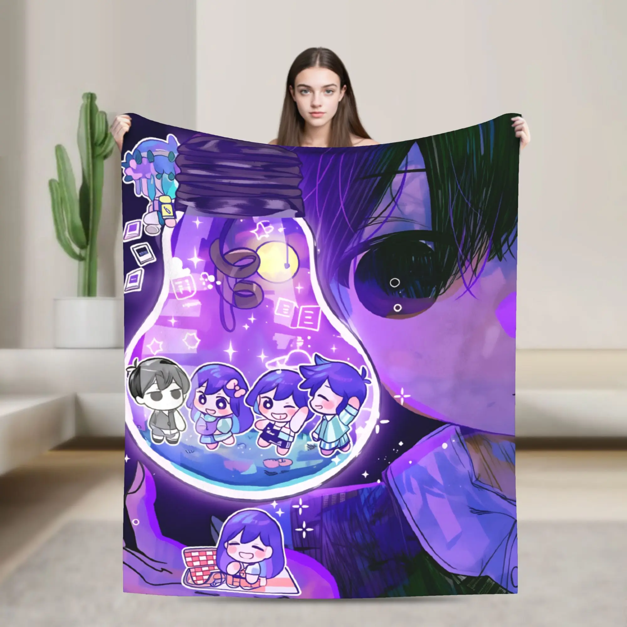 Dream World Sunny Blanket Anime Basil Omori Game Airplane Travel Flannel Throw Blanket For Couch Sofa Bed Super Soft  Bedspread