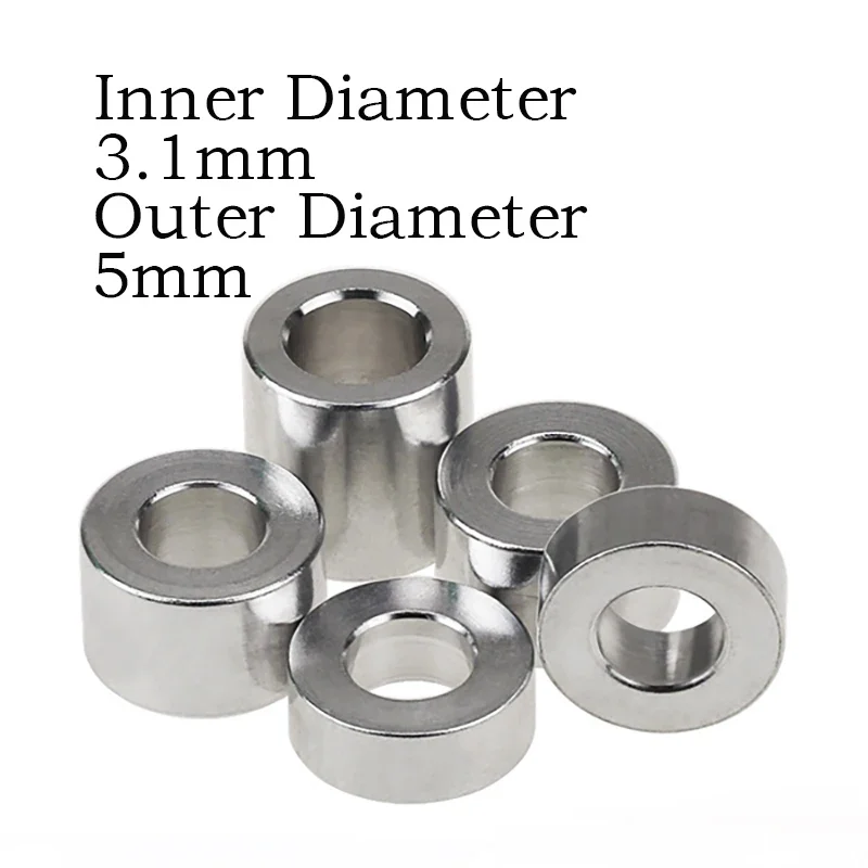 5 Pcs Aluminum Washer M3.1 Aluminum No Thread Standoff Round Hollow No Thread Standoff Spacer Non-threaded Standoffs OD 5mm