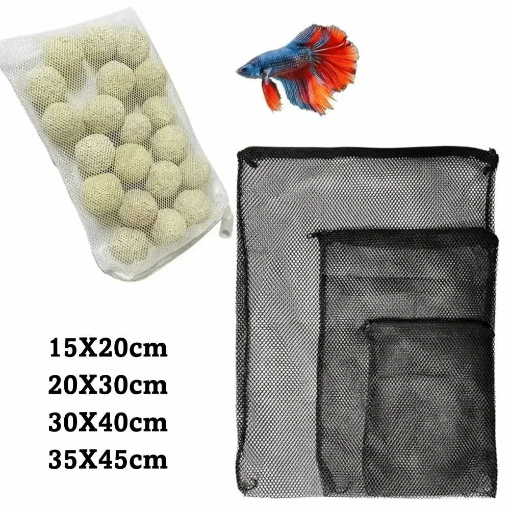 Isolation Bag Nylon Filter Bag Black White Pond Media Isolation Bag Reusable for Aquarium Fish Tank Mesh Zip Net Bag
