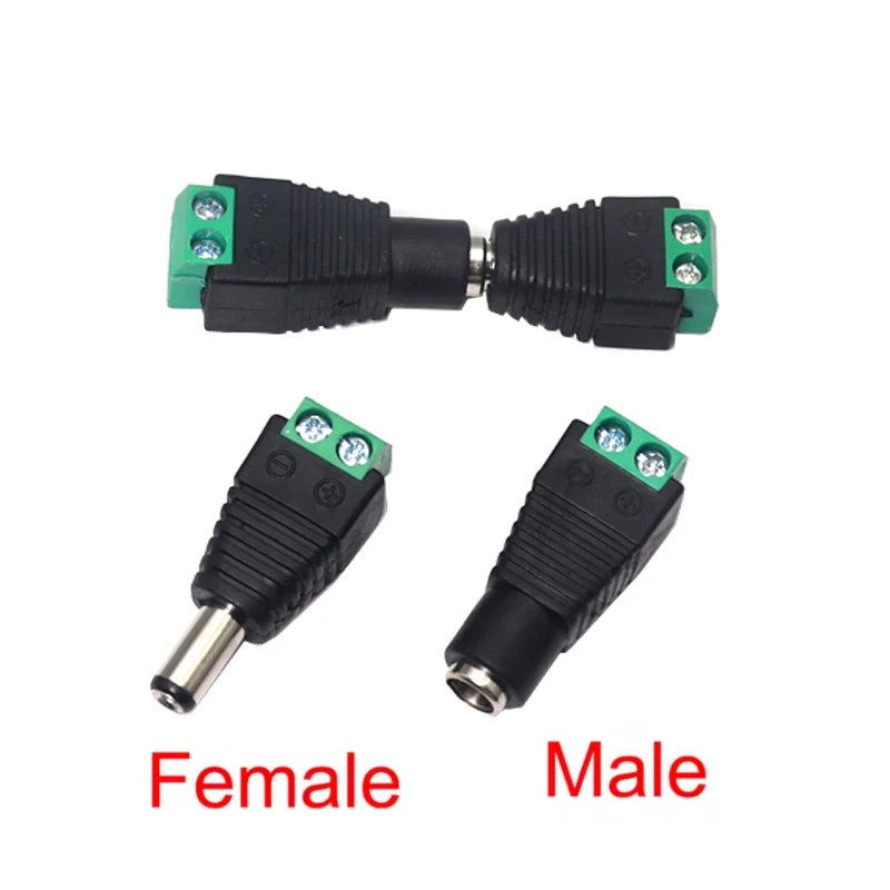 【2PCS】5.5 x 2.1mm 5.5 x 2.5mm DC Power Male Female Plug Jack Connector Adapter For 3528 5050 LED Strip Light Camera