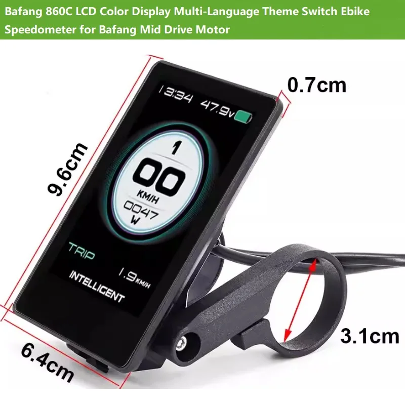 Bafang 860C LCD Color Display Multi-Language Theme Switch Ebike Speedometer for Bafang Mid Drive Motor