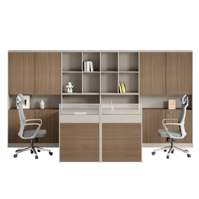 E0 environmental protection financial desk staff table combination supervisor table with high cabinet accounting screen