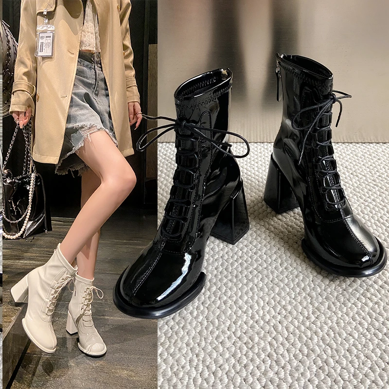 High Appearance Level Platform Lace-up Fashion All-in-one Comfortable Non-slip Breathable Wear-resistant Women's Ankle Boots
