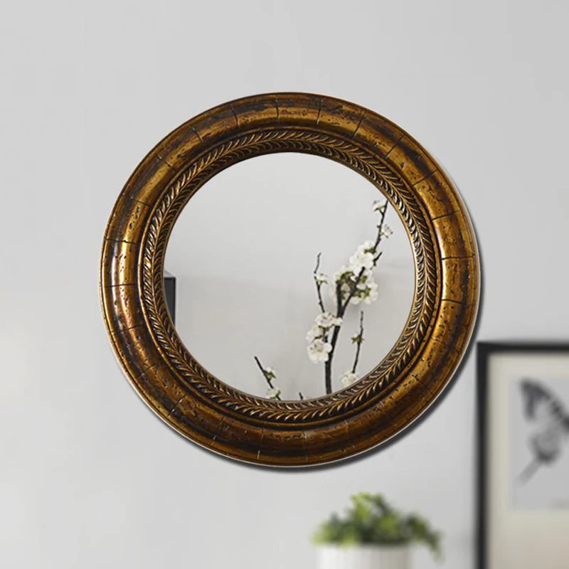 Round Vintage Makeup Decorative Mirror Wall Large Shower Shaving Decorative Mirror Bathroom Specchio Home Decoration YX50DM