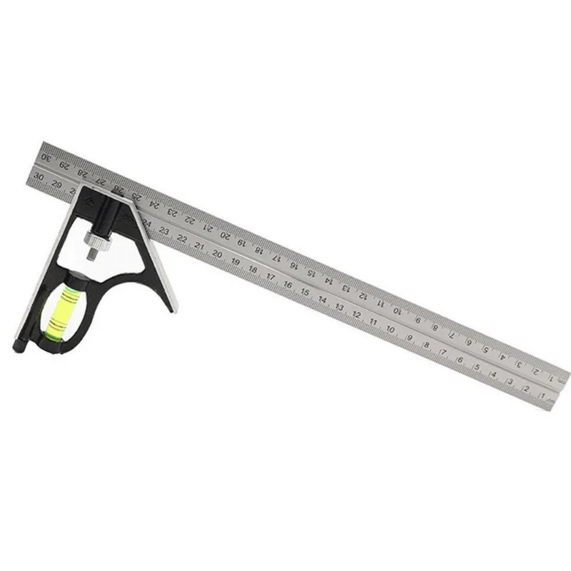 Winkel-Quadrat-Messwerkzeug-Set, präziser Edelstahl, Aluminium, langlebig, verstellbar, Kombinationswasserwaage, 30,5 cm, 300 mm – Detail 8