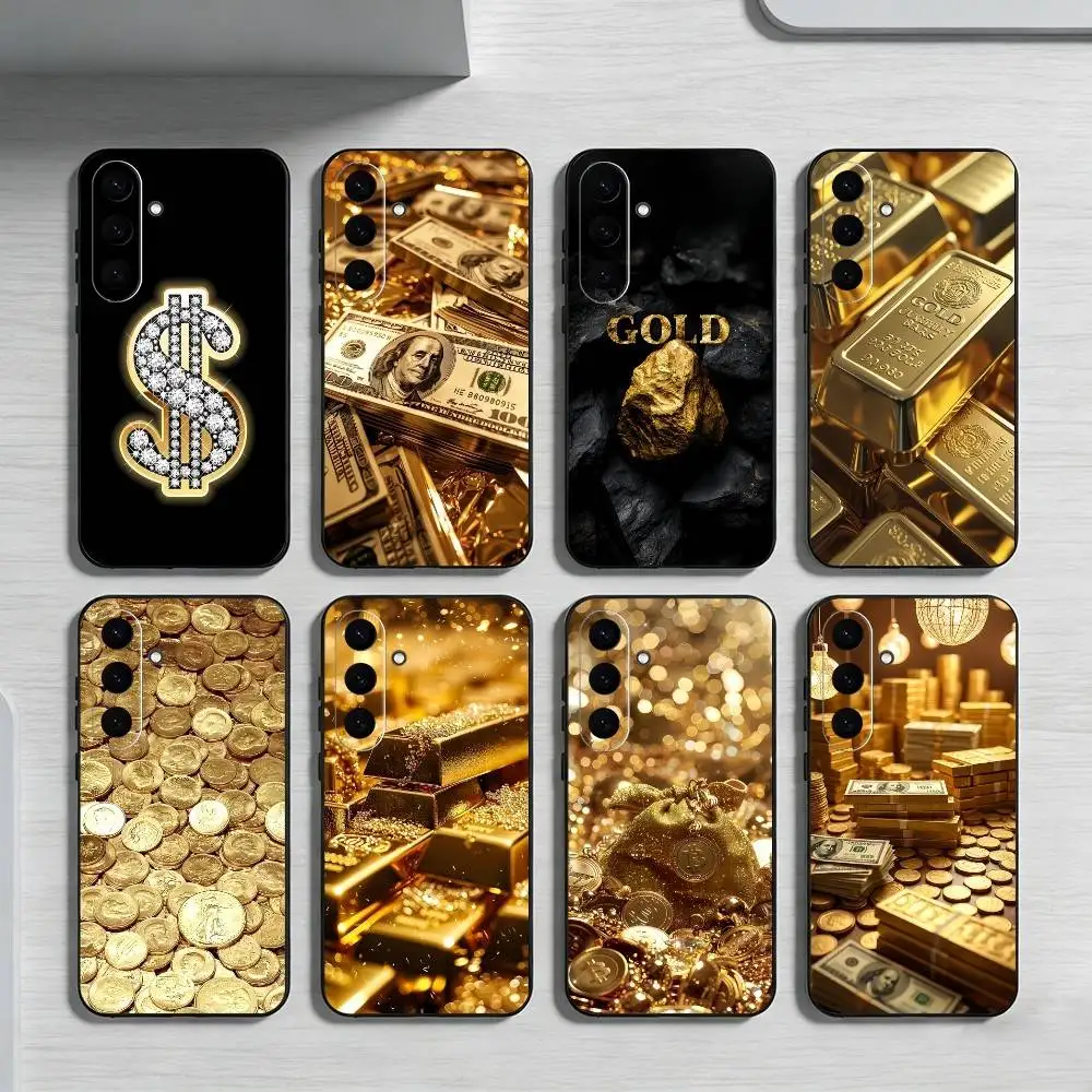 

G-Gold Money Pattern Phone Case For Samsung Galaxy A73,A72,A71,A70,A52,A51 Others Soft Black Cover