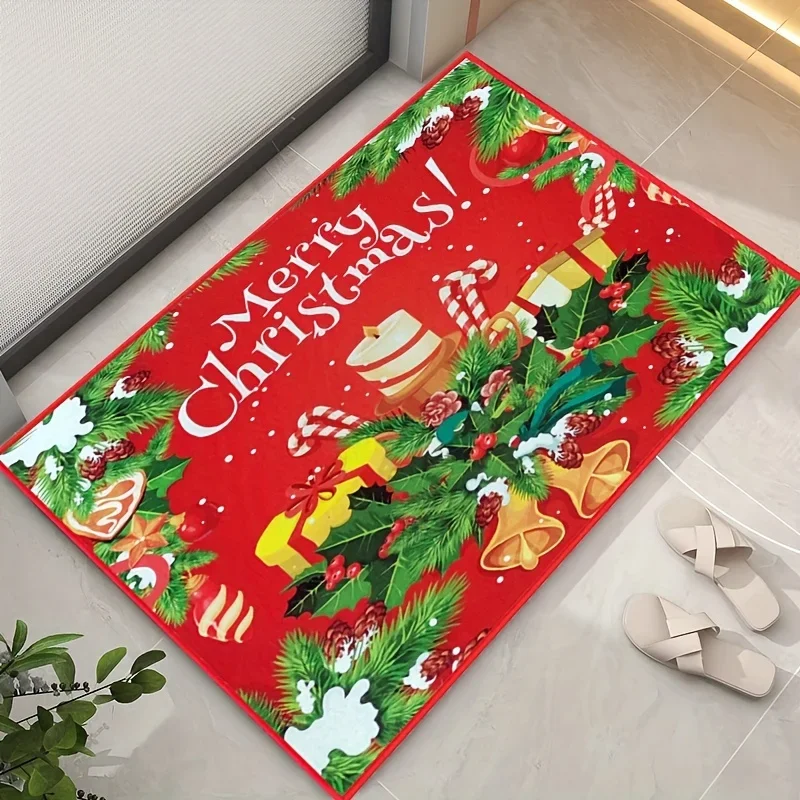 Christmas Non-slip Mat for Doorway Bathroom Welcome Door Mats Home Decor Kitchen Hallway Balcony Rugs Christmas Decorations