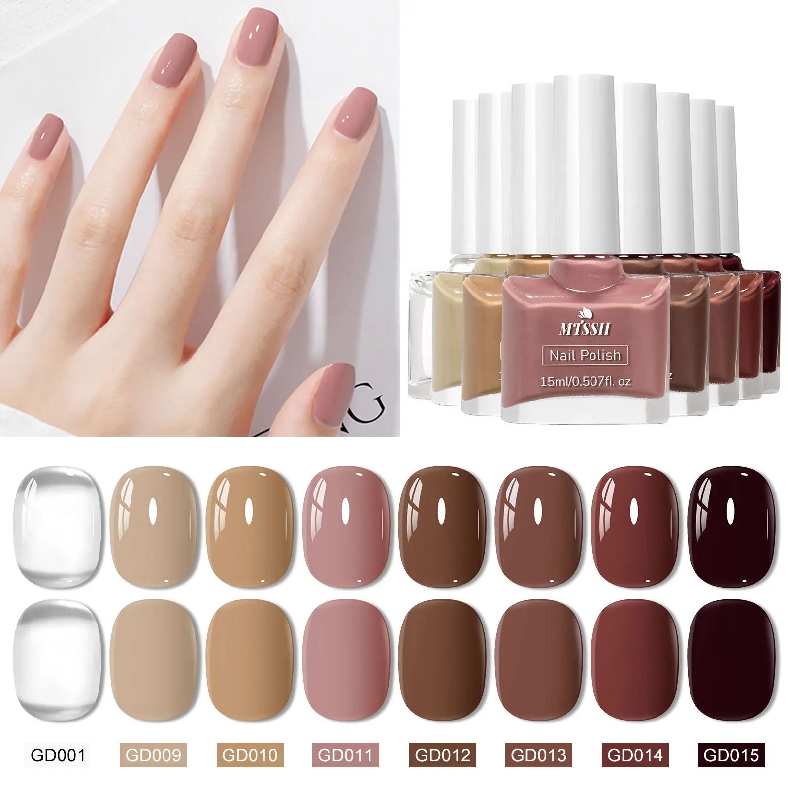 

8pcs/set 15ml Water-Based Nail Polish Long Lasting Quick Drying No Need of Lamp to Cure Nail Supplies Vernis for Nails Manicure