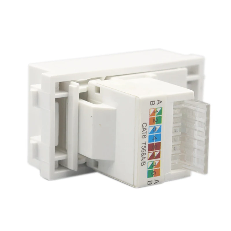 CAT6 RJ45 Network Socket Kit Ethernet Computer Connector Slot Outlet 23x36mm In White Color For LAN Internet Plug