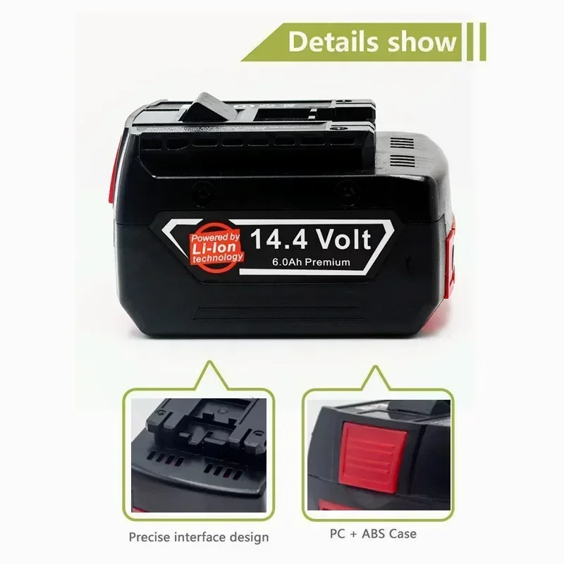 Оригинальные аккумуляторные батареи для электроинструментов Bosch 14,4 В 6,0 Ач для GBH GDR GSR DDS180 BAT614G (KC) Сменная литий-ионная батарея