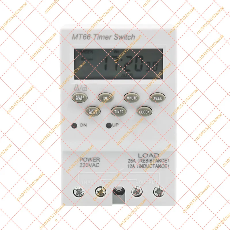 MT66 Din Rail Programmable Digital Timer Switch 220V 25A 24 Groups On Off Automatic Electronic Time Switch
