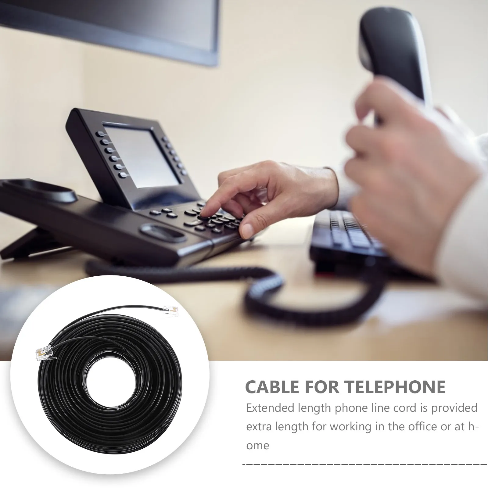 Extension Telephone Cable Rj11 Phone Cord Replacement for Home Office Landline Wire Long Distance Communication