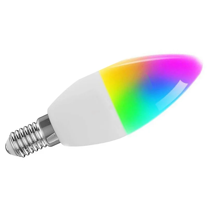 2x Żarówka Inteligentna Tuya E14 Ściemnialna Pięciobiegunowa Świeca Spiralna Żarówka Wifi RGB Pilot Zdalnego Sterowania i Sterowanie Głosowe 7W