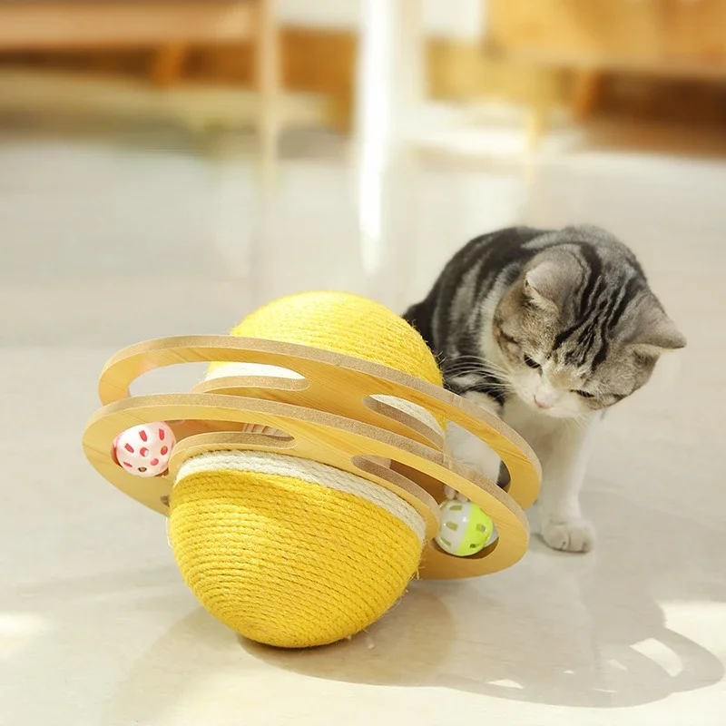 

Cat Space Asteroid Cat Wheel Orbit Amusement Plate Ball Shaped Sisal Turtle Durable Cat Scratch Board Cat Toy