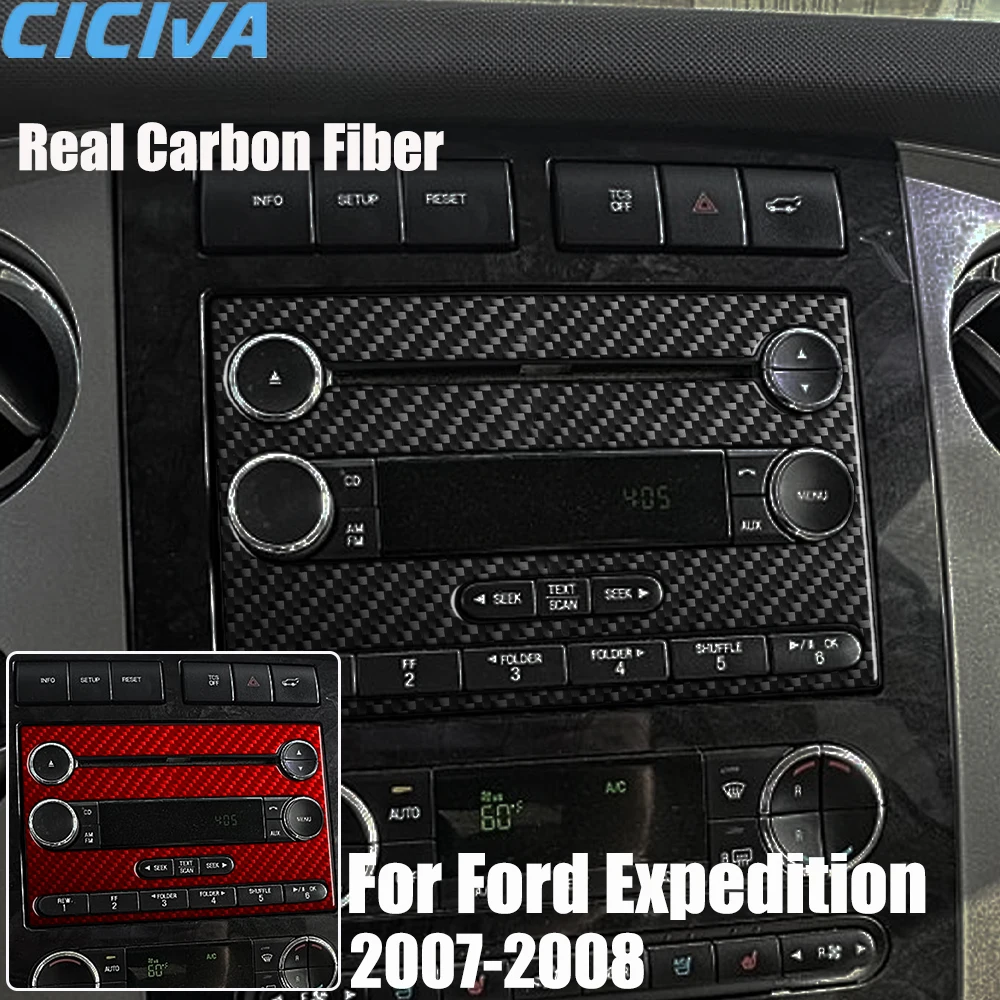 

Real Carbon Fiber Car Accessories Center Radio Player Decorative Trim Cover Soft Sticker For Ford Expedition 2007 2008