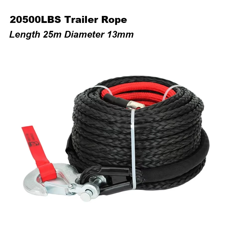 Off Road Vehicle Traction Rope Winch Rope Polymer Trailer Tool Nylon Hook Winch Rope 13 mm * 25 m