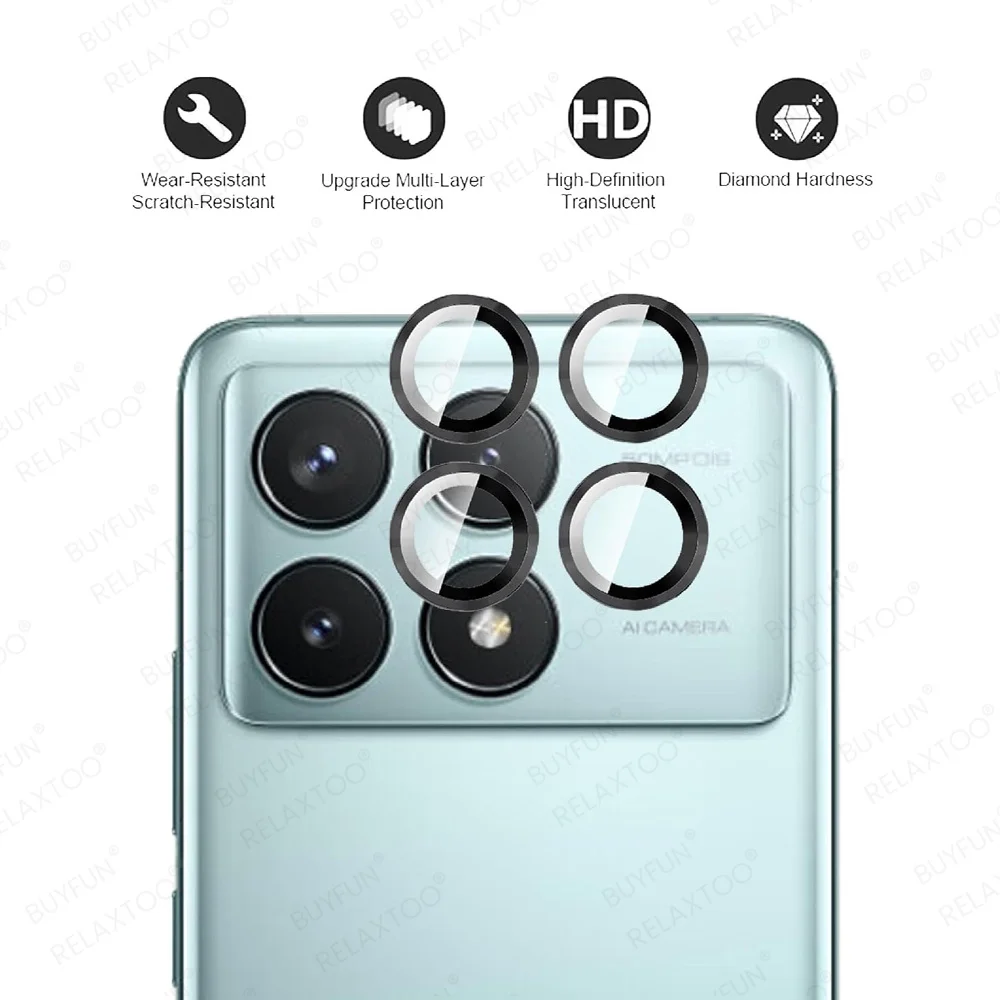 For Poco X6 Pro Rear Alloy Metal Lens Tempered Glass Ring Case PocoX6 PocoX6Pro Pocco X6Pro X 6 5G Camera Screen Protector Cover