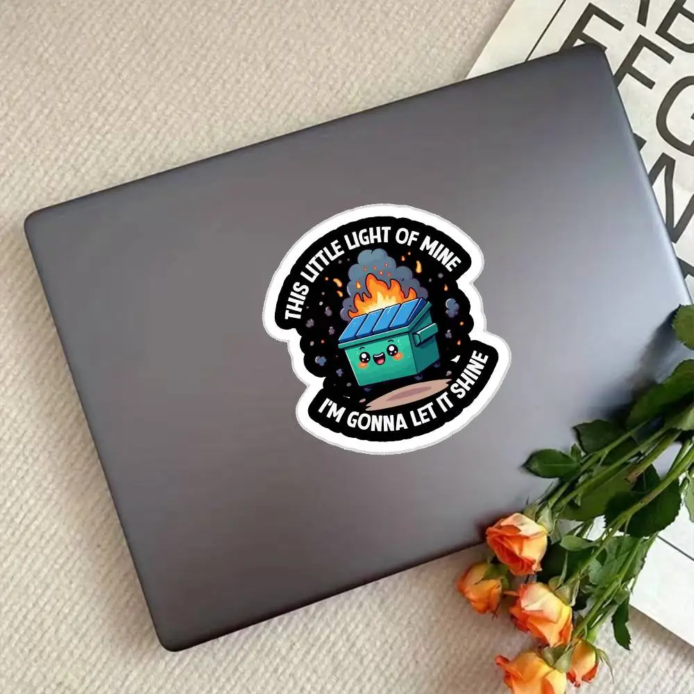 Funny Dumpster Fire Anxiety Humor Mental Health Waterproof Stickers For Decorating Car Windows Motorcycles And Computers.