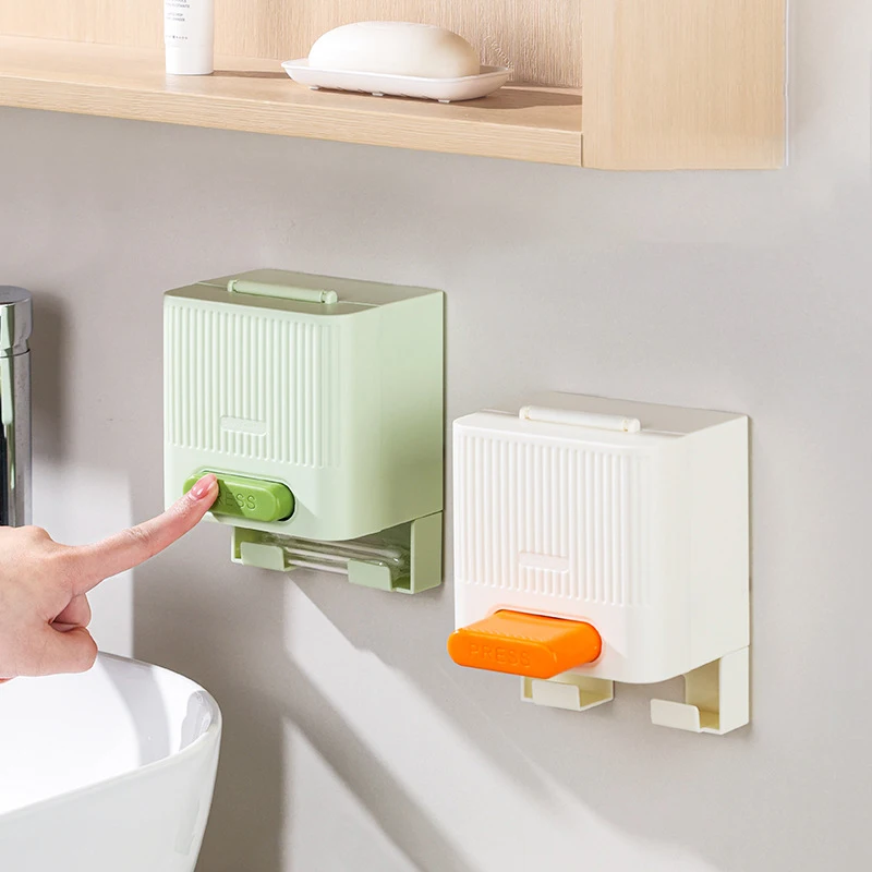 

Press Cotton Swab Box Automatic Dispenser Cotton Swab Container Box Dustproof Lid Makeup Organizer For Bathroom Home Storage