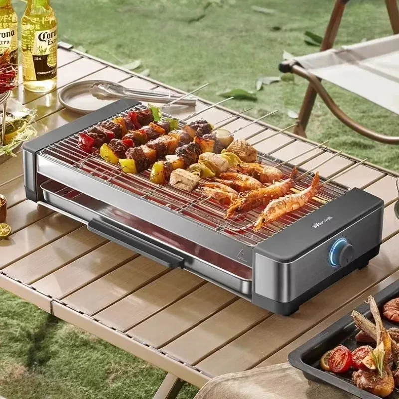 Multifunctional Household Electric Barbecue Grill, Smokeless for Indoor Use & Perfect for Outdoor Camping