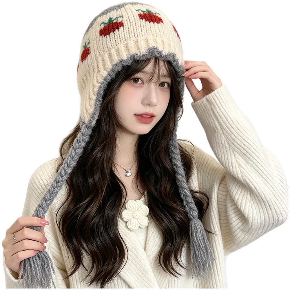 Knitted Winter Hat for Women Made from Wool Blend Material with Snug Ear Flap Design for Outdoor Cold Weather Use