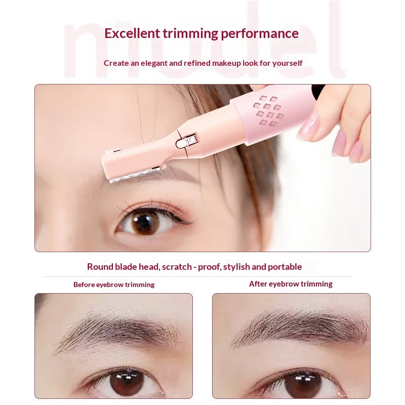 Electric Eyebrow Trimmer Razor Brow Shaping Portable Shaving with Duals Cutter Head Design Washable Hair Trimmer Razor Tools view 2