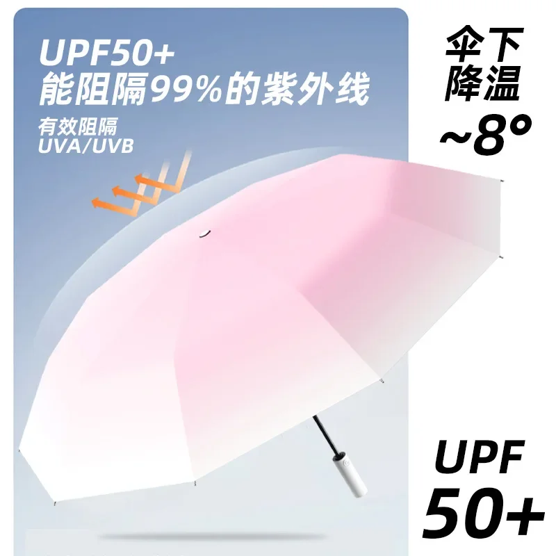 Fully automatic sun umbrella sun umbrella sun protection UV protection dual-purpose black plastic men\'s parasol