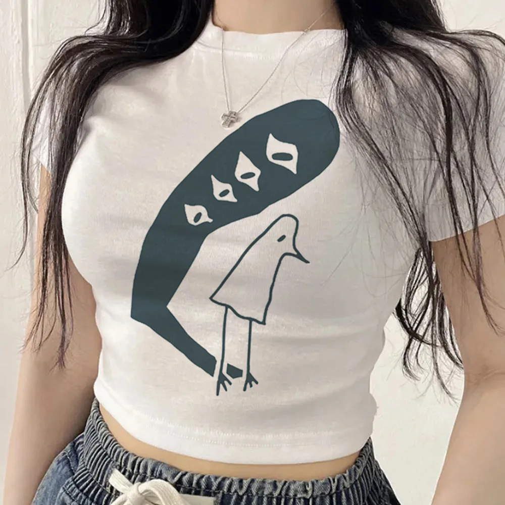 Oyasumi Goodnight Punpun cropped top women y2k japanese emo graphic top tees jojifuku cute meme emo clearance sales