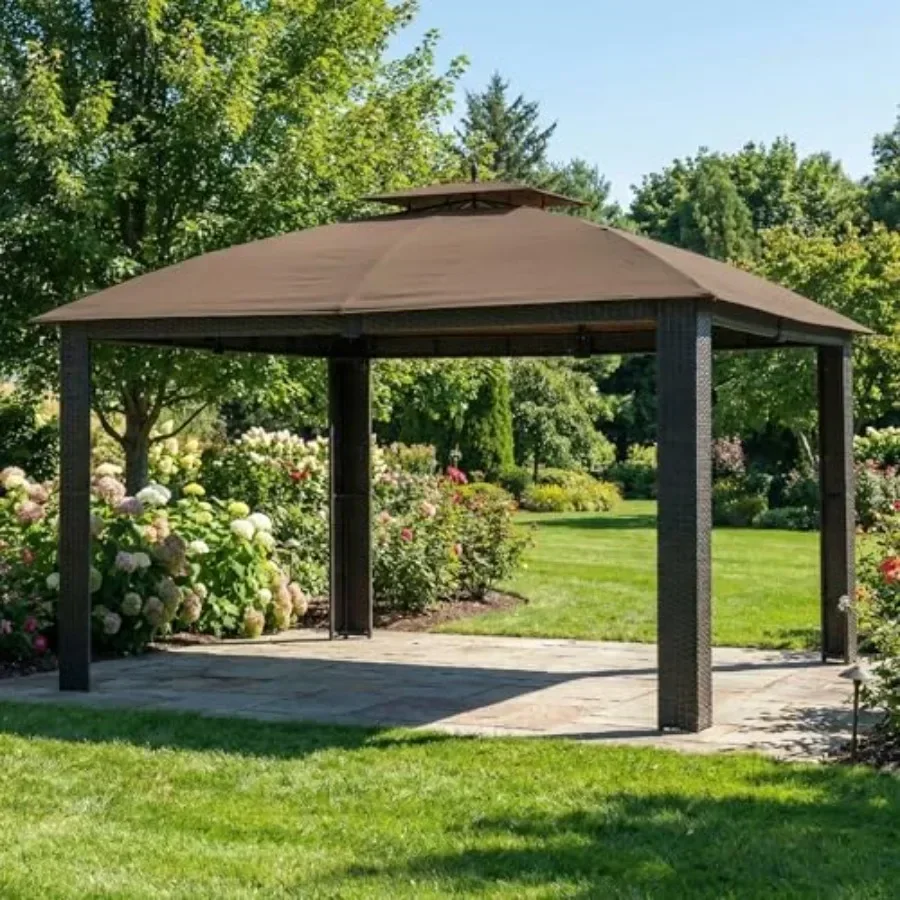 Reinforced RipLock 350 Replacement  Top Cover Compatible with Riviera Sonoma Wicker 10 x 12 Gazebo Models L-GZ815PST A111012500