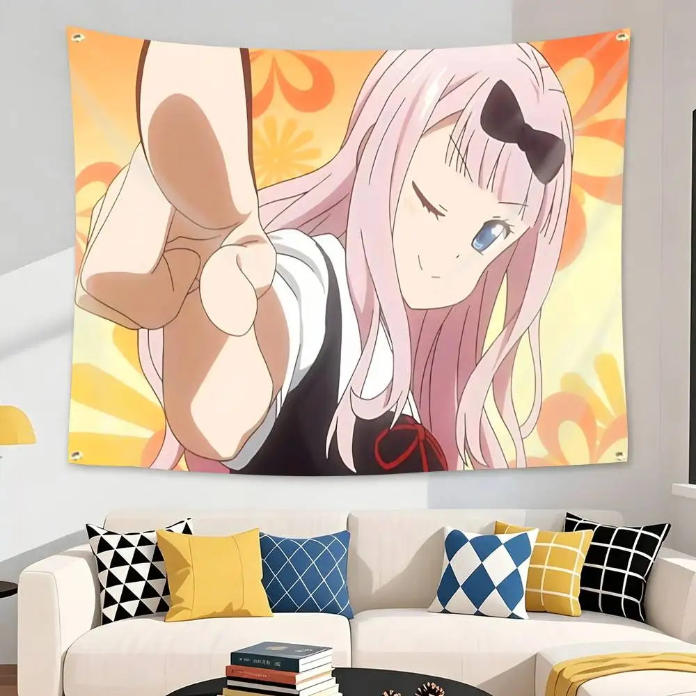Love is W-War Kaguya S-Shinomiya Flag Tapestry Banner for Bedroom Living Room Outdoor Camping Custom Supported