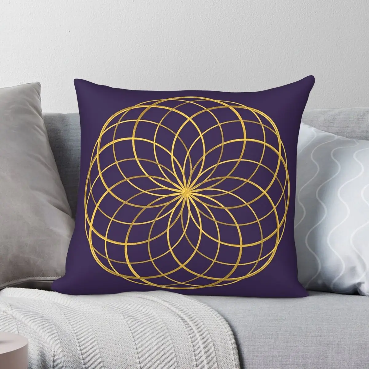 Octahedron Lotus Of Life Square Pillowcase Polyester Linen Velvet Printed Zip Decorative Throw Pillow Case Bed Cushion Case